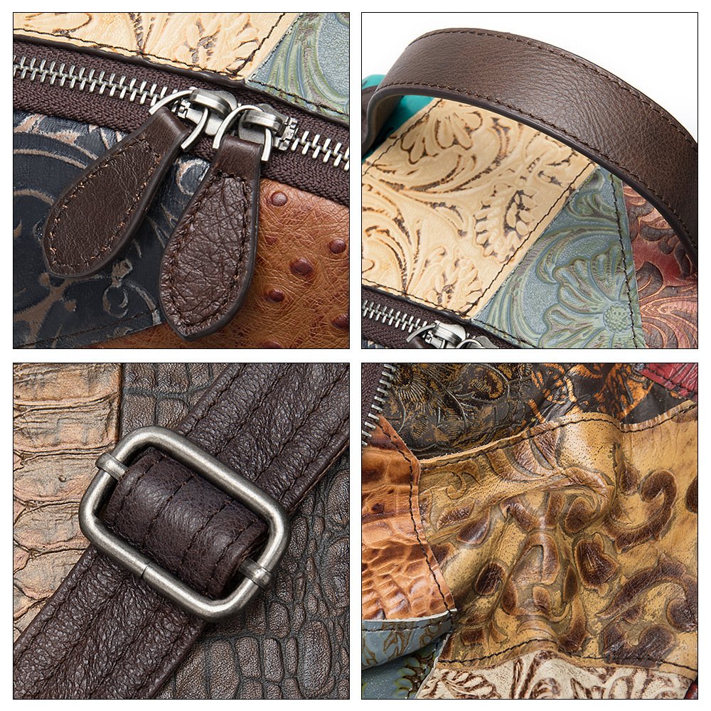 Ladies embossed patchwork backpack