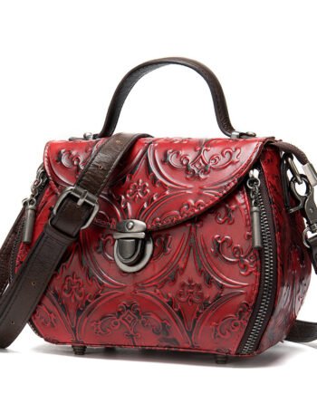 Women's embossed leather shoulder bag
