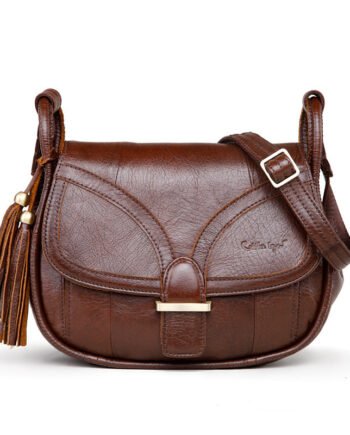 Vintage plain leather ladies one-shoulder messenger bag