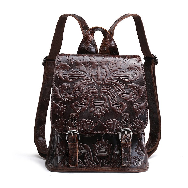 Embossed vintage backpack