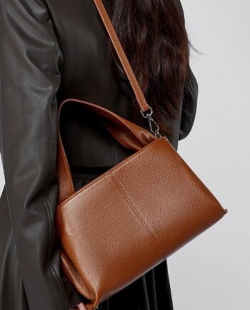 Female Solid Color Retro Texture Top Layer Cowhide Messenger Bag