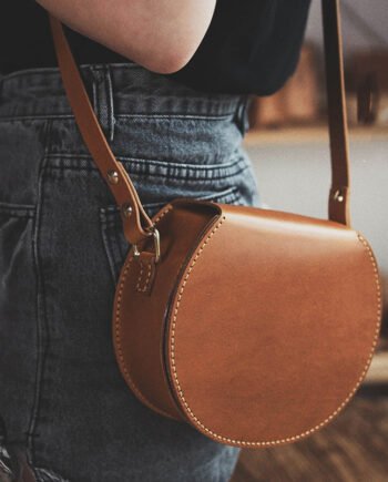 Vegetable Tanned Natural Cowhide Material DIY Retro Shoulder Bag