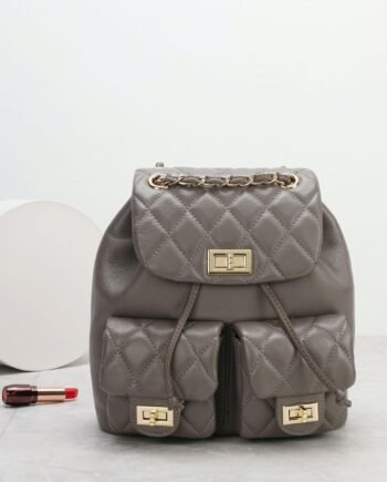 First Layer Cowhide Rhombus Chain Backpack Advanced Texture All-matching