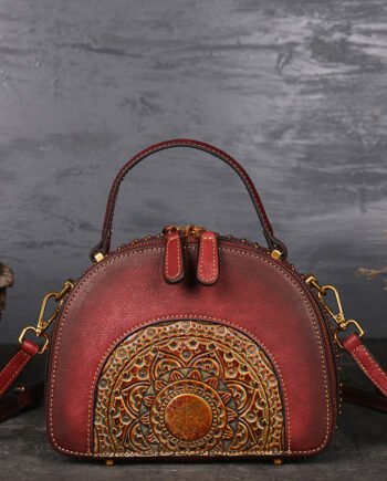 Vintage leather handbag multi-functional suede cowhide