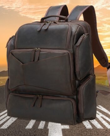 Retro Crazy Horse Leather 17-inch Computer Bag Outdoor Leather Backpack Travel Top Layer Leather Backpack For Men