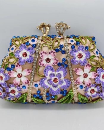 Dripping Oil Diamond Evening Bag Enamel Color Flower Clutch
